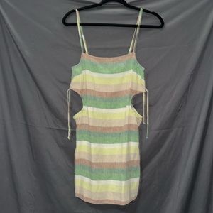 Linen cut-out mini dress